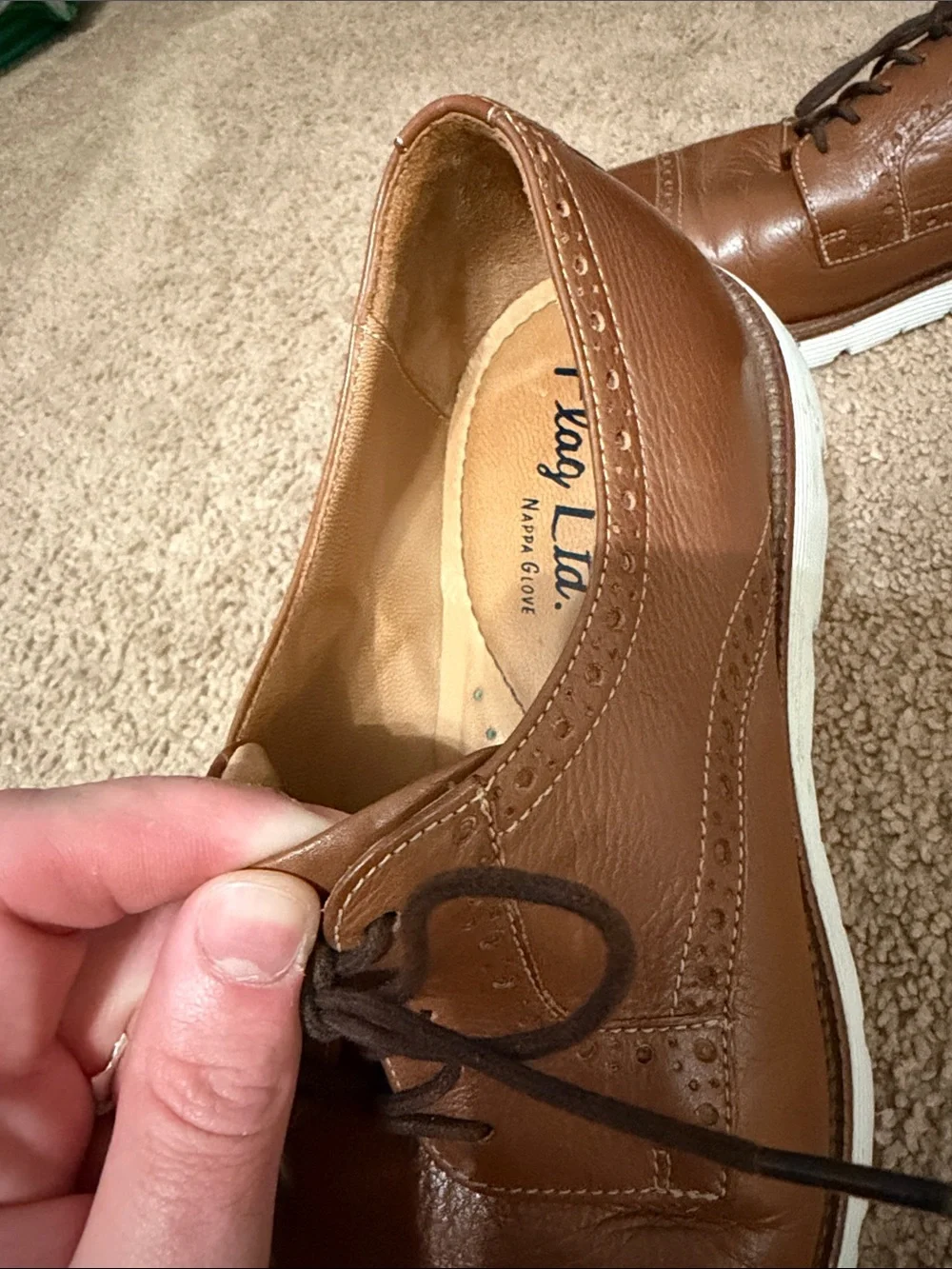 Men's Tan Leather Cap-Toe Derby with Lightweight White Sole